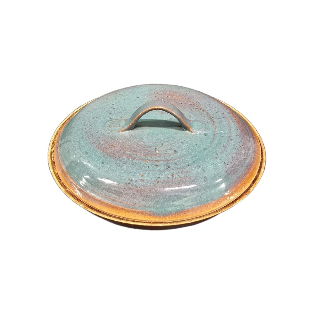 ALWAYS AZUL POTTERY 1 Quart Casserole Dish with Lid in Seamist Glaze Handmade